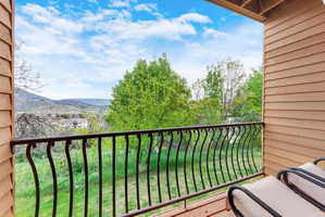 Balcony with a mountain view