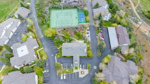 Aerial perspective of suburban area