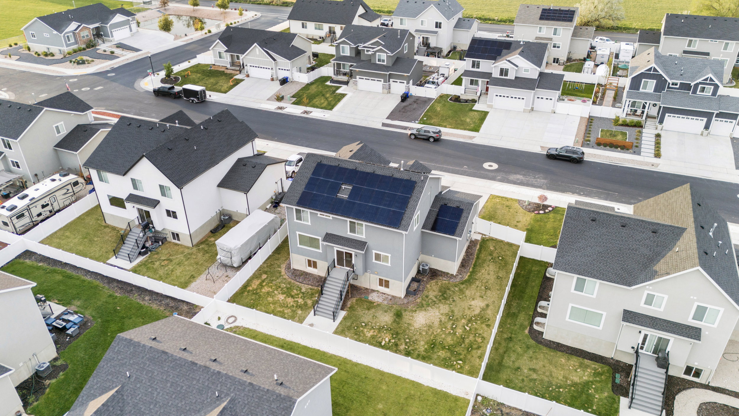 Aerial view of residential area