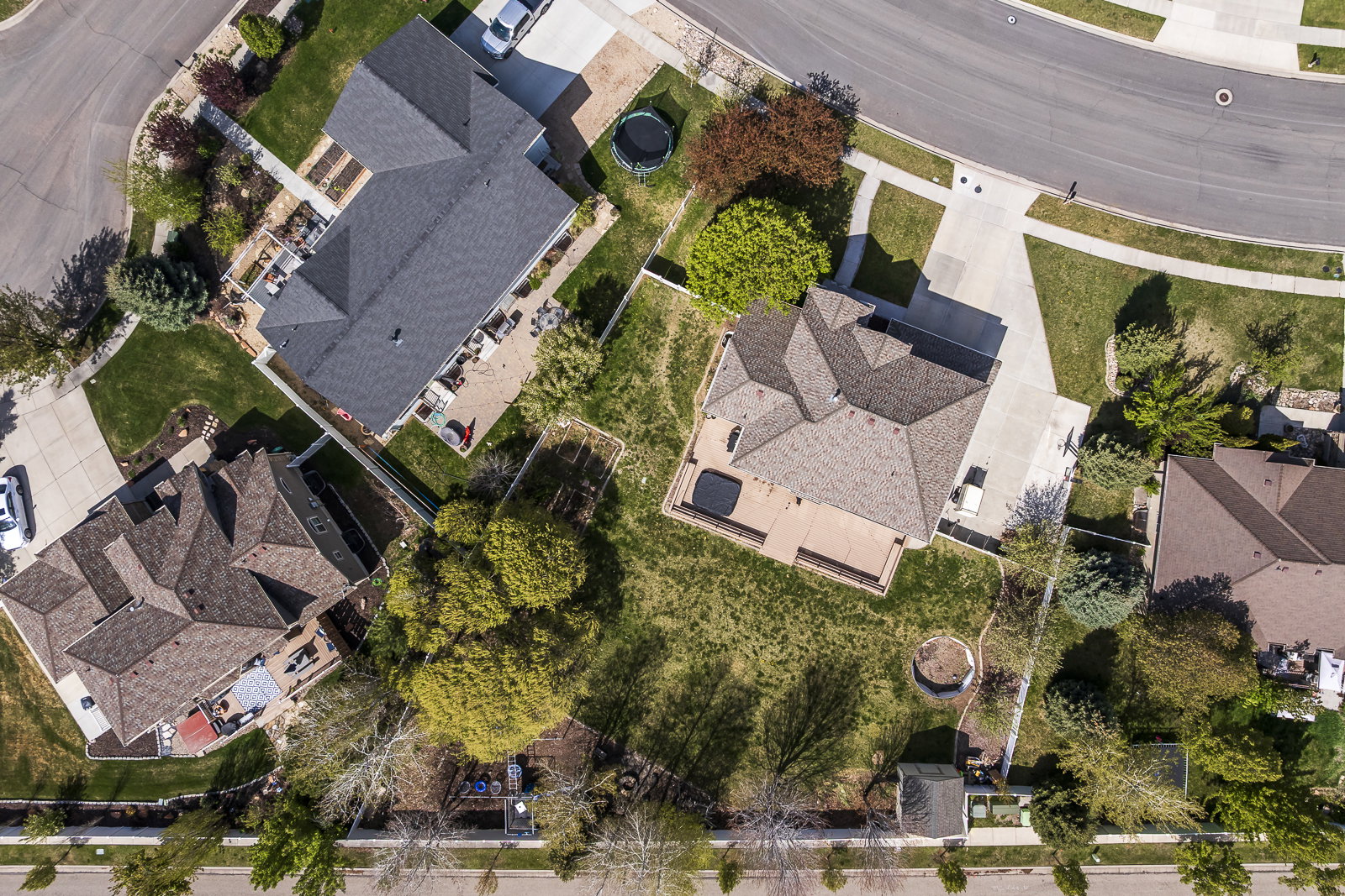 Aerial perspective of suburban area