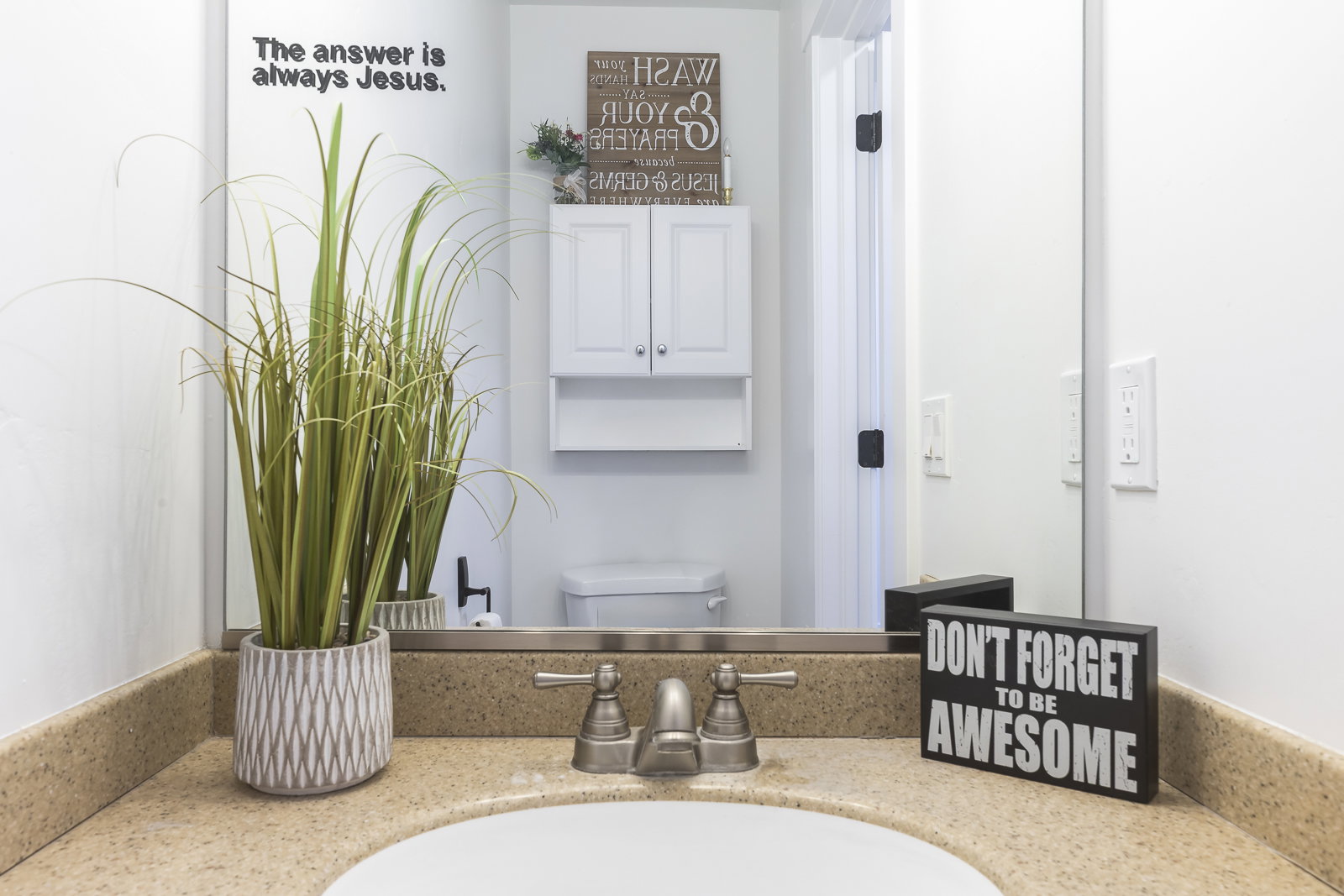 Half bathroom with vanity