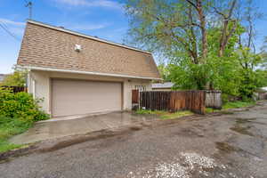 Alley access to two car garage