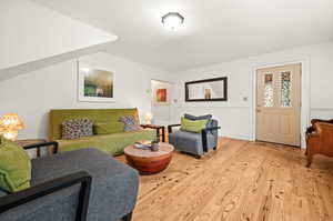 Living room with wood finished floors