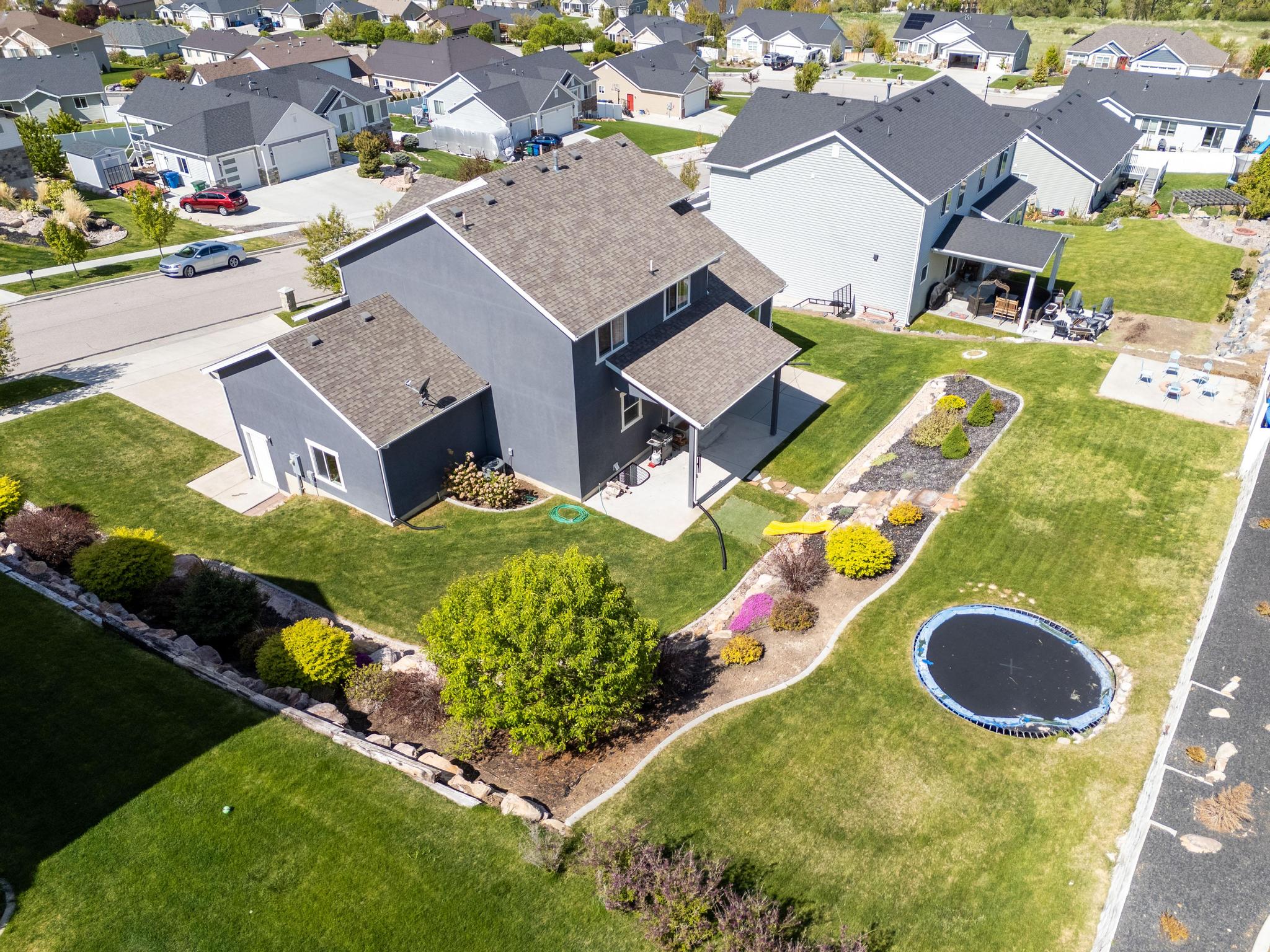 Aerial perspective of suburban area