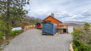 View of outdoor structure with a mountain view