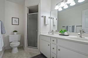 Primary Bathroom  featuring double vanity and a shower