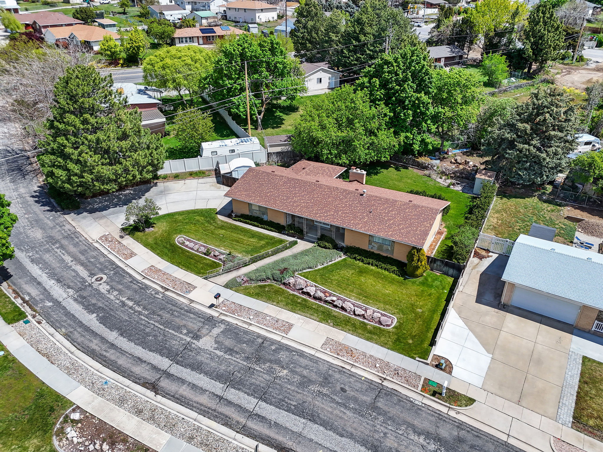 Aerial view of residential area