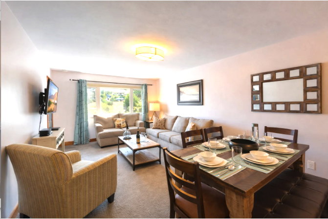 View of carpeted living area