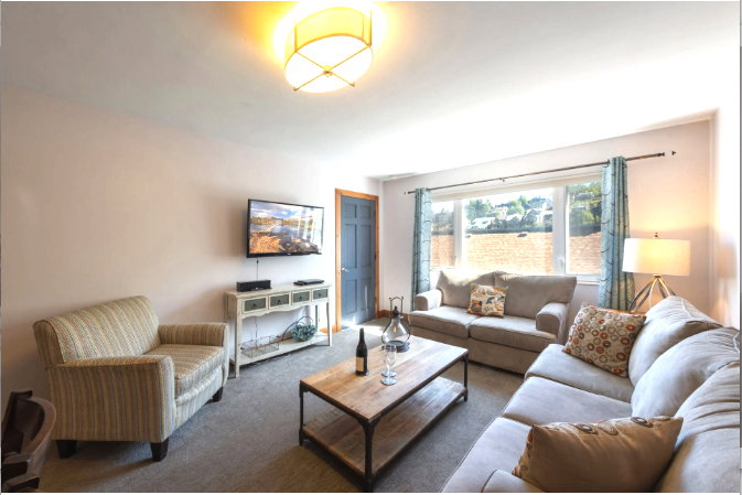 View of carpeted living area