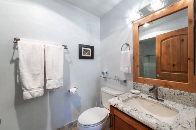 Full bathroom featuring vanity and a shower