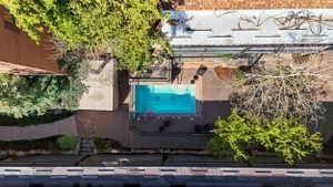 Bird's eye view of a pool area