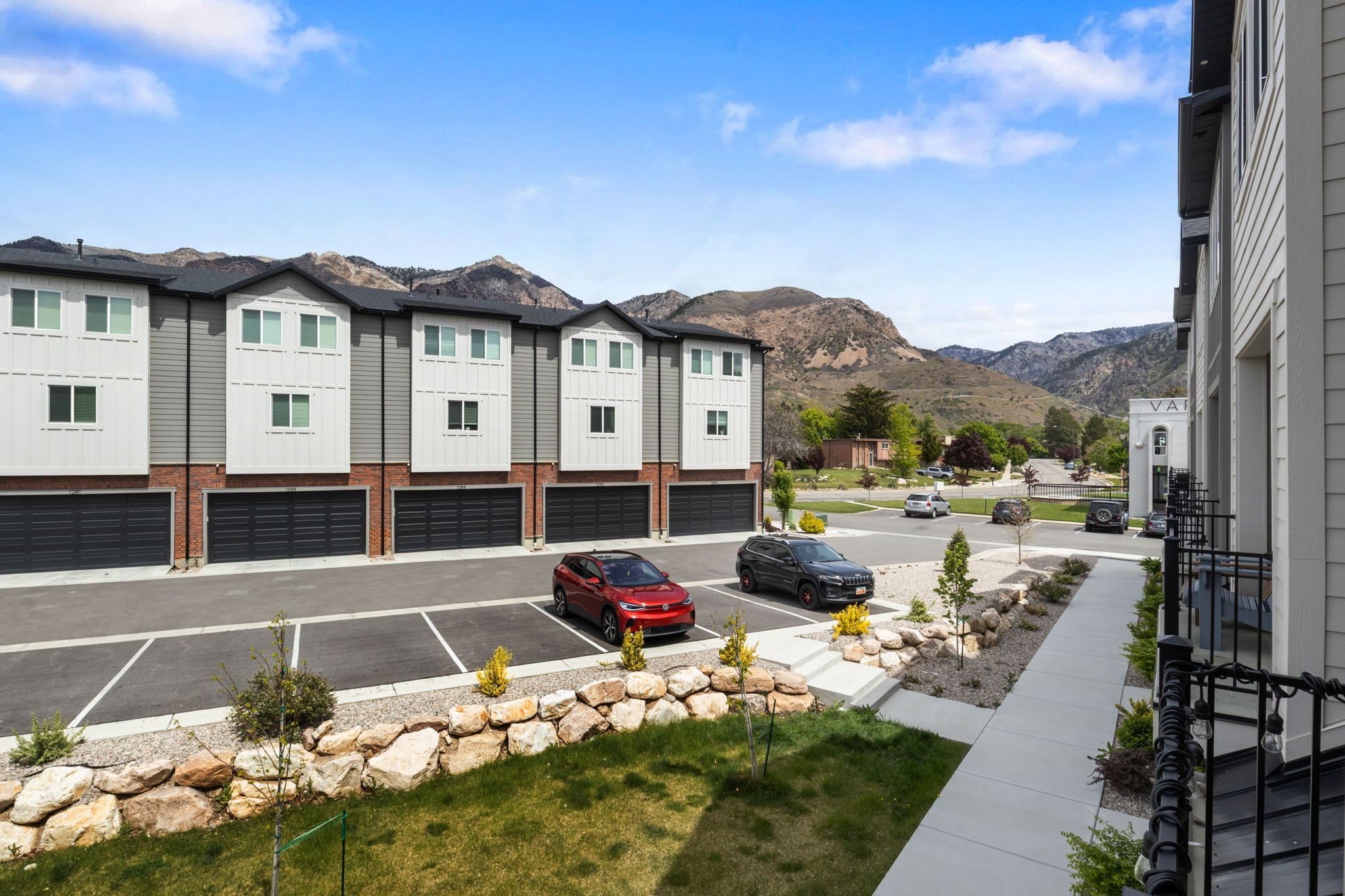 View of parking featuring a mountain view