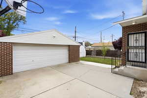 View of detached garage
