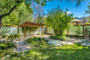 View of fenced backyard