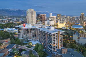 View of city with mountains