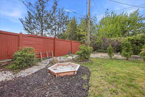 View of fenced backyard