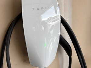 Garage view of electric vehicle charger