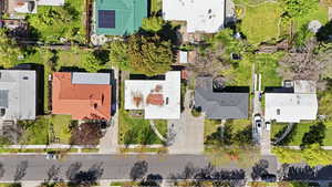 Aerial perspective of suburban area