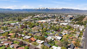 Aerial view of a mountain backdrop