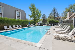 One of the two community pools