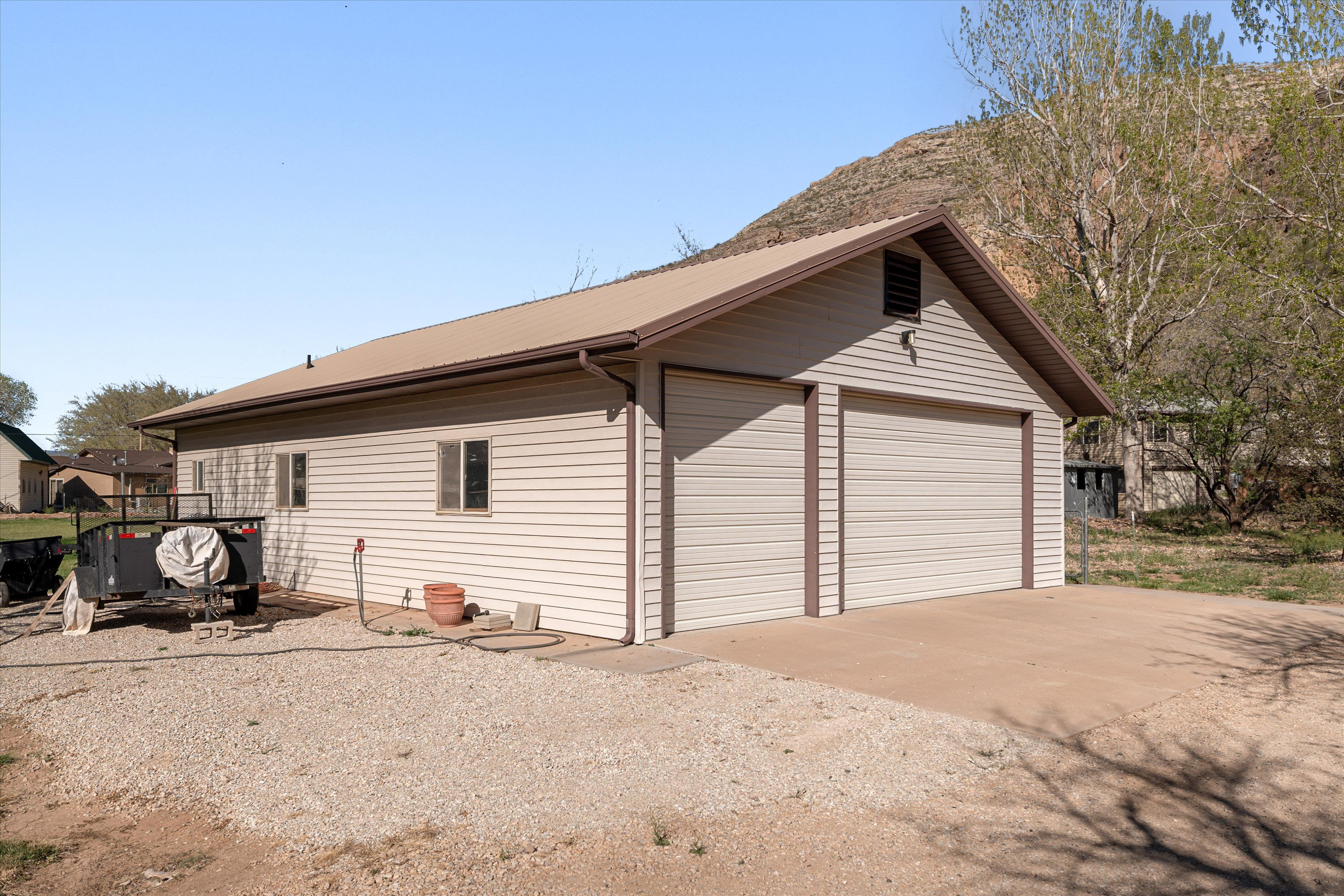 View of detached garage