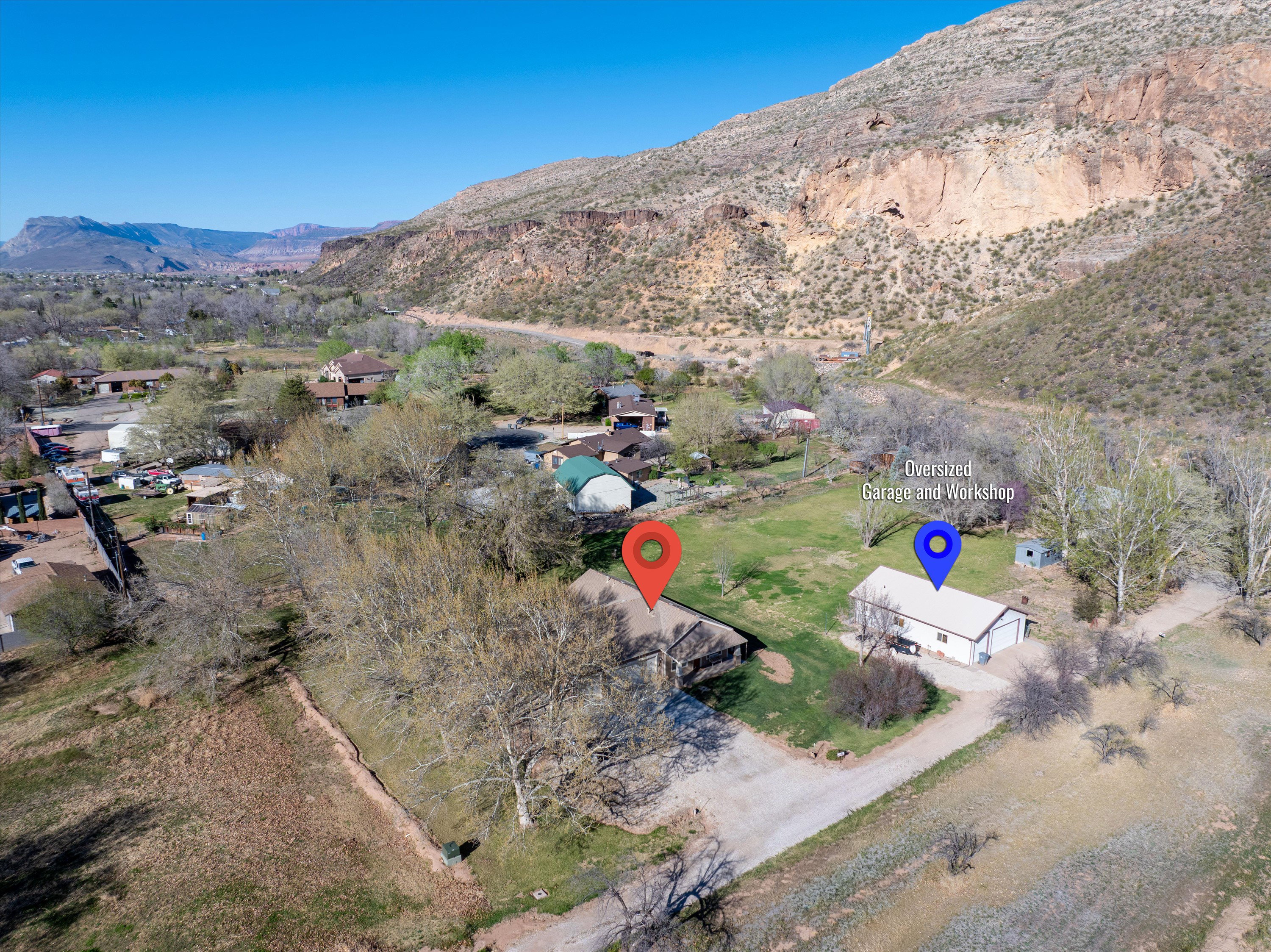 Drone / aerial view of a mountain backdrop