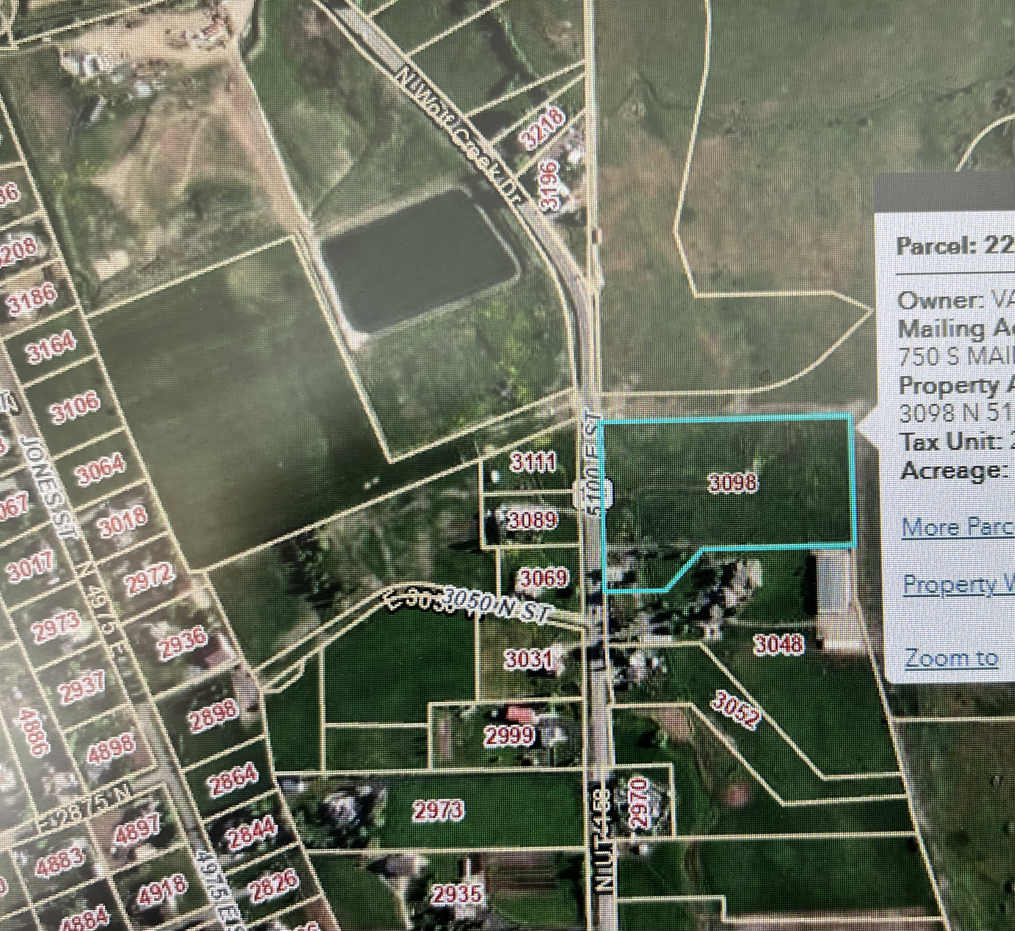 Aerial map of property and surrounding area