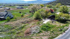 Drone / aerial view of a mountainous background