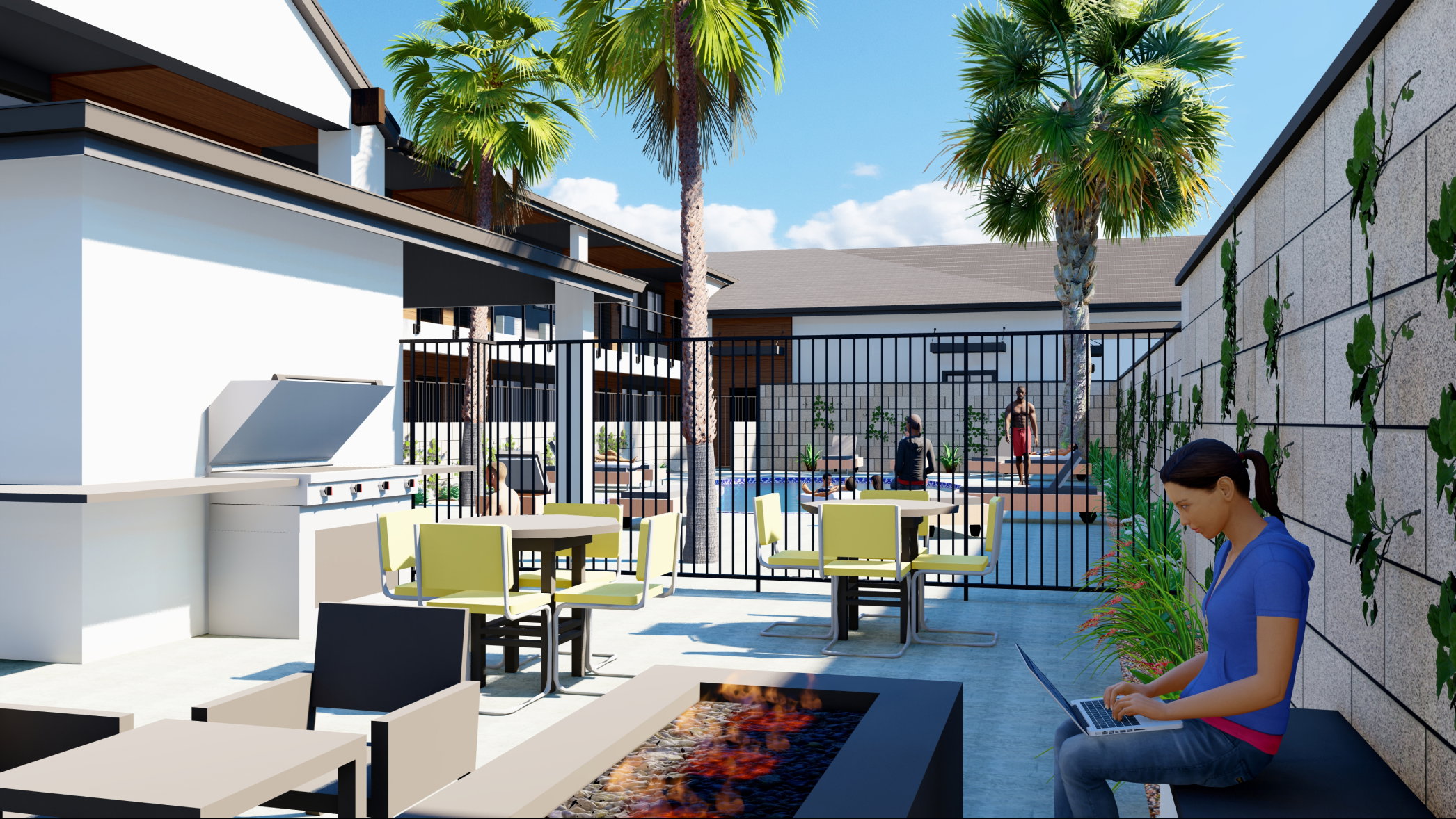 View of patio / terrace featuring an outdoor living space with a fire pit