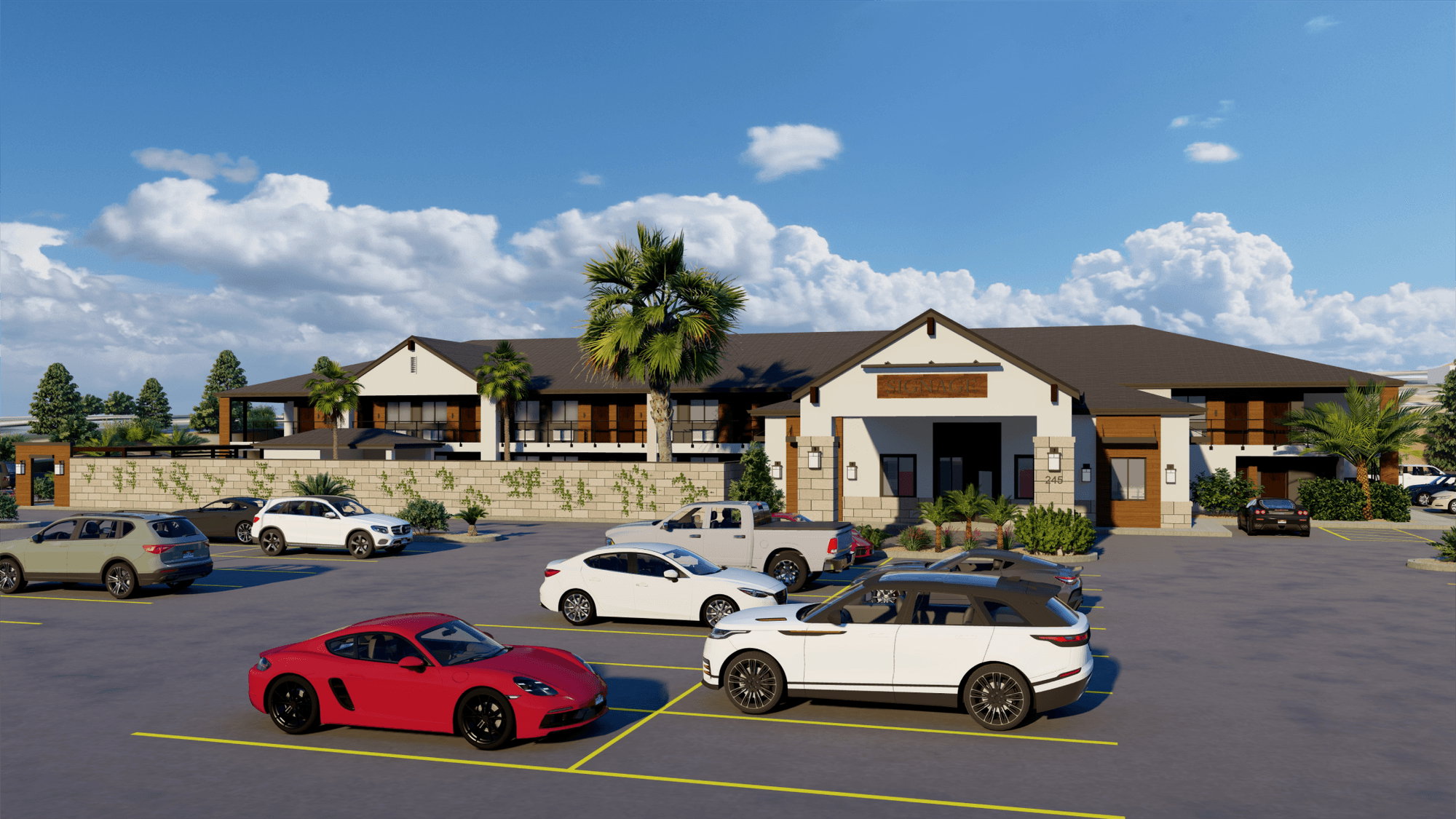 View of property with uncovered parking
