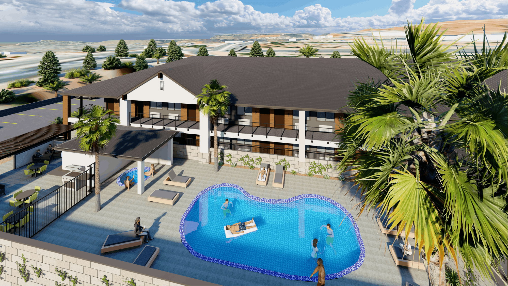 View of pool featuring patio surround