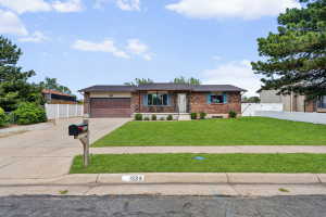 Single story home with concrete driveway, a garage, and brick siding