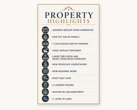 Property Highlights. Listing specific attributes of the property