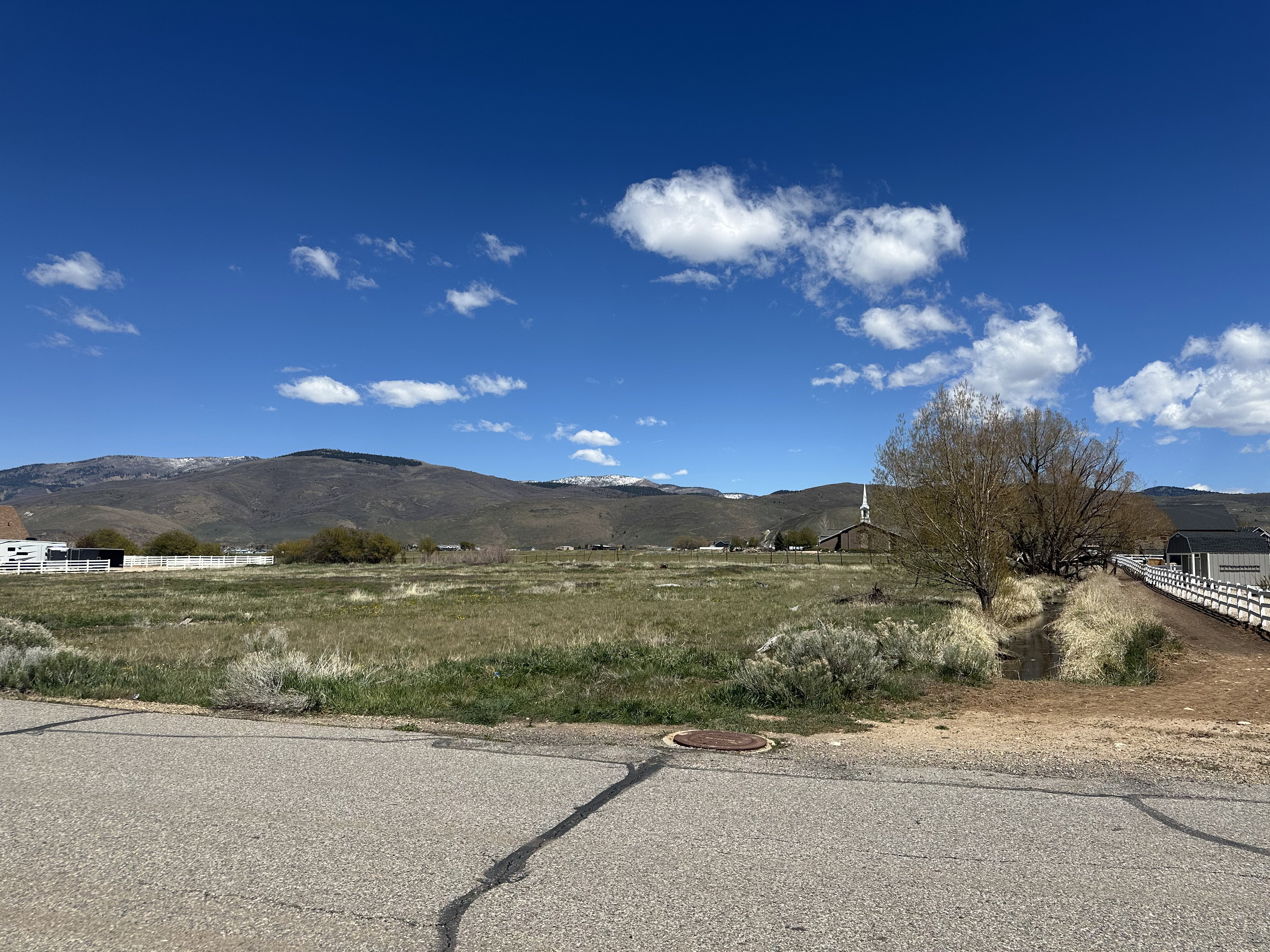 View of mountain background with rural landscape