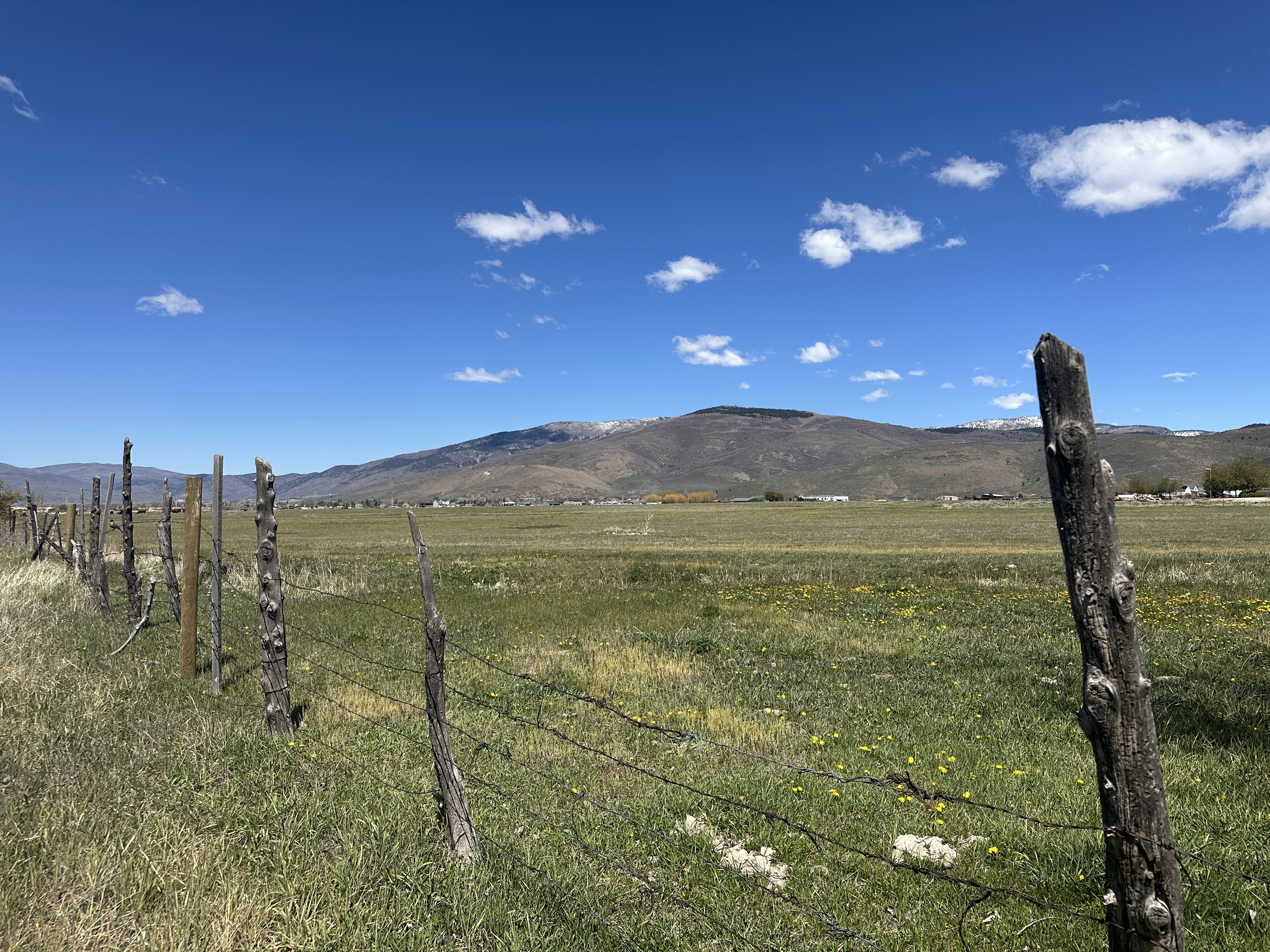 View of mountain background featuring rural landscape
