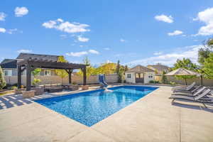20 x 45 salt water pool, 4 ft tanning ledge, waterslide and automatic cover