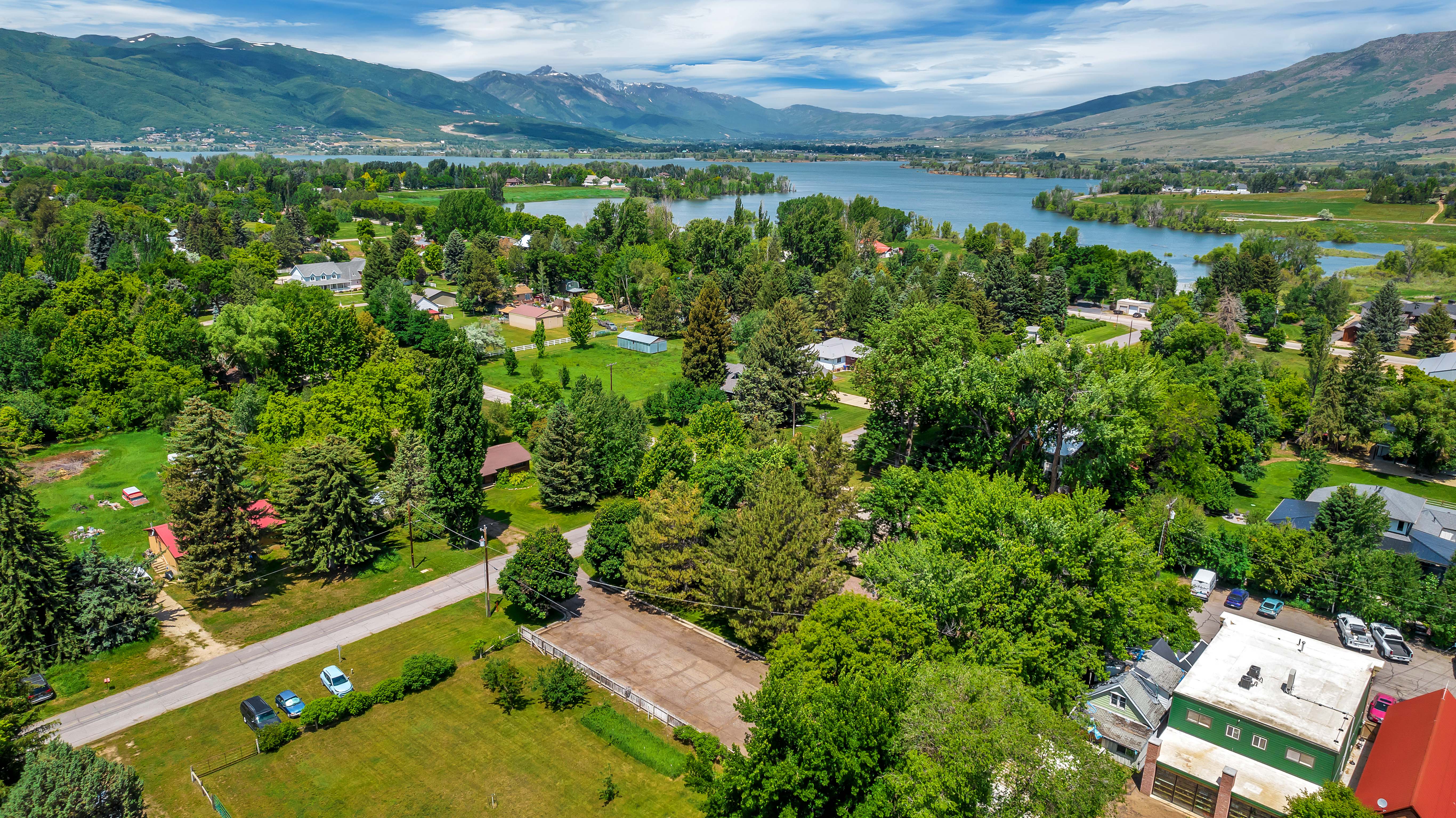 Drone / aerial view of a water and mountain view