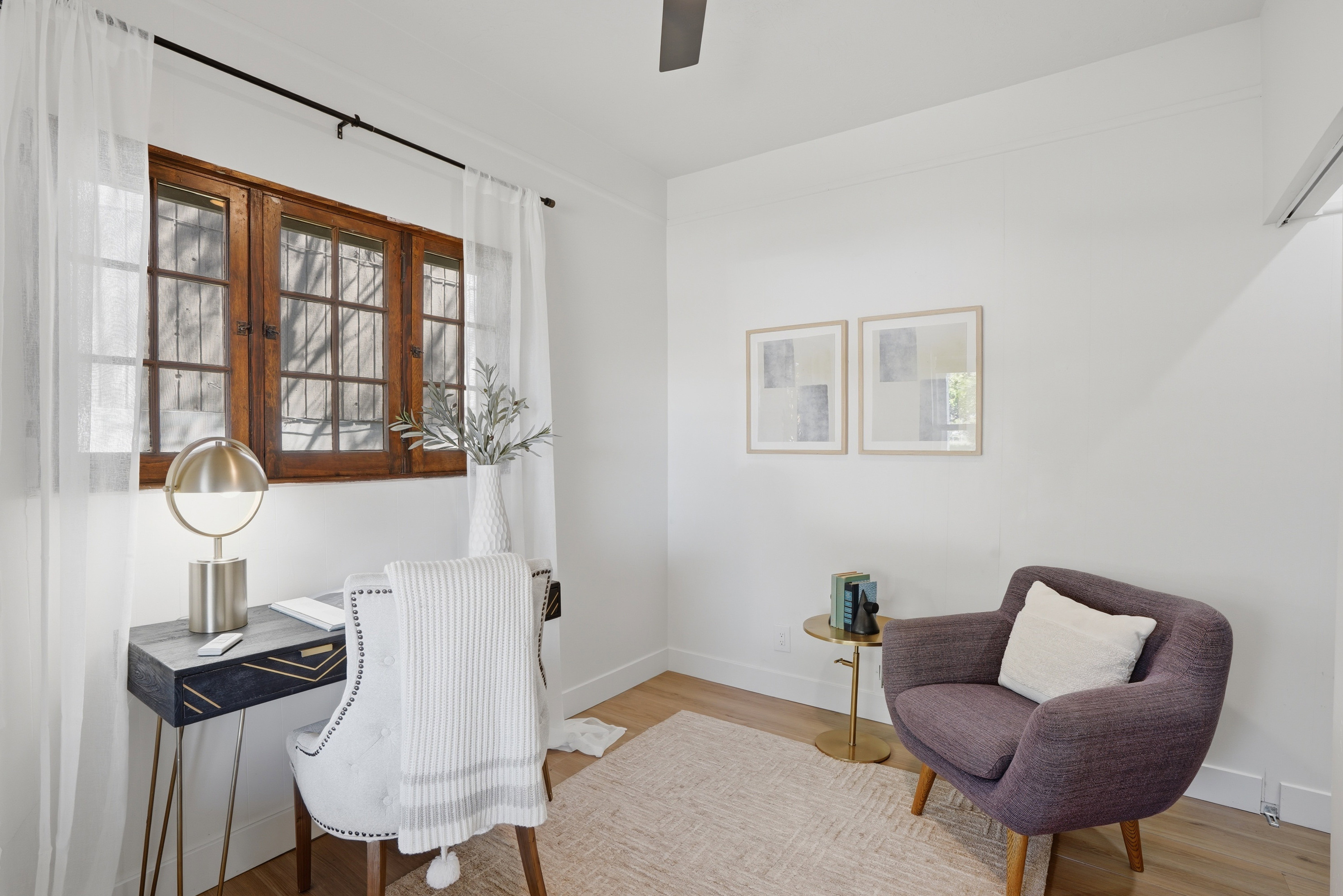 Office space with ceiling fan