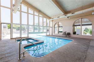 Indoor pool with a sunroom