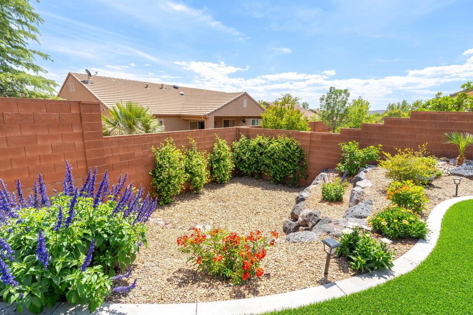 View of fenced backyard
