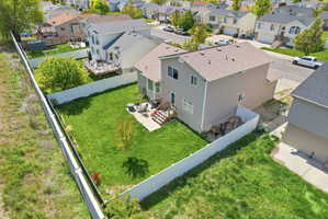 Aerial perspective of suburban area