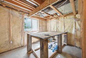 Below grade area with a workshop area