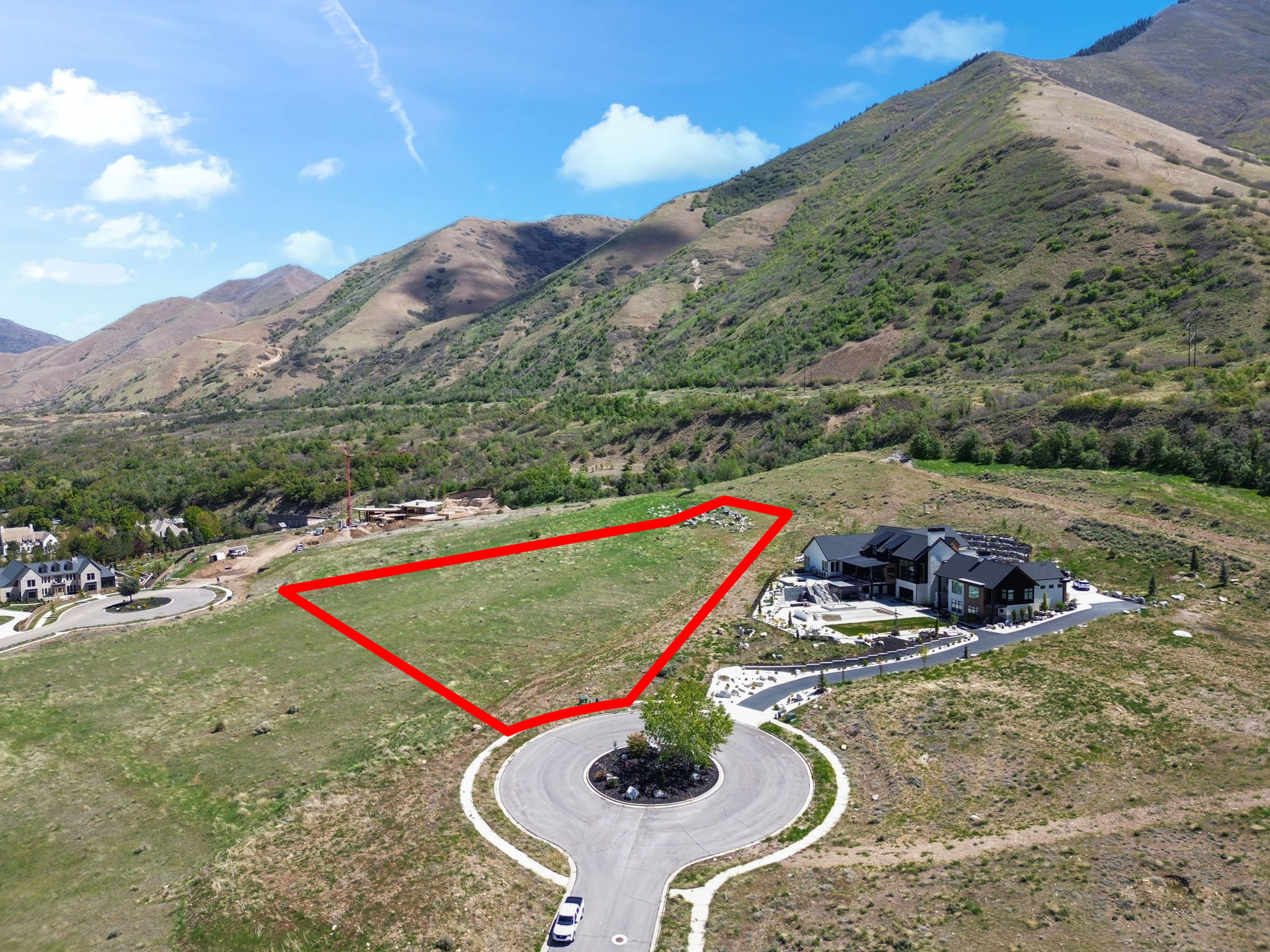 Aerial view of a mountain backdrop