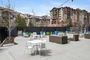 View of patio with an outdoor living / dining area