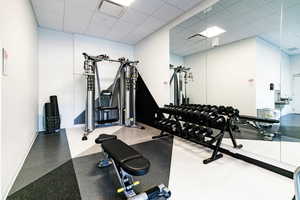 Workout area with a drop ceiling