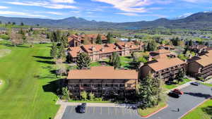 Aerial Deck view of building 4 and parking, off of the golf course