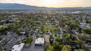 Aerial view at dusk of a mountain view