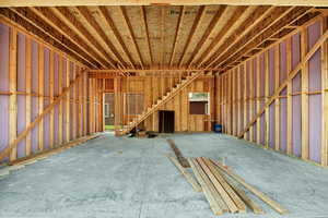 View of 2 car garage space (18' garage doors)