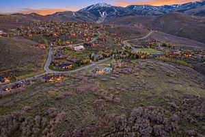Aerial view of a mountainous background