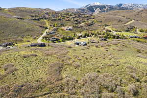 Drone / aerial view of a mountain backdrop